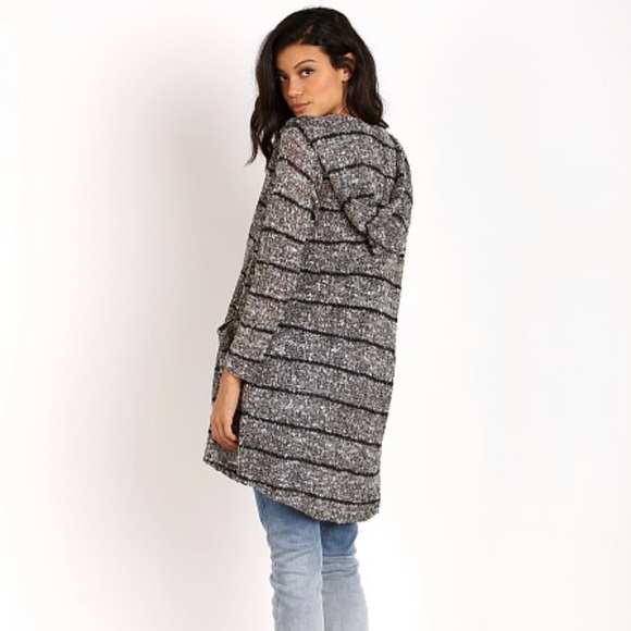 NWOT Splendid Broome Stripe Olivine Long Popcorn Knit Hooded Cardigan Sweater XS - Picture 2 of 12